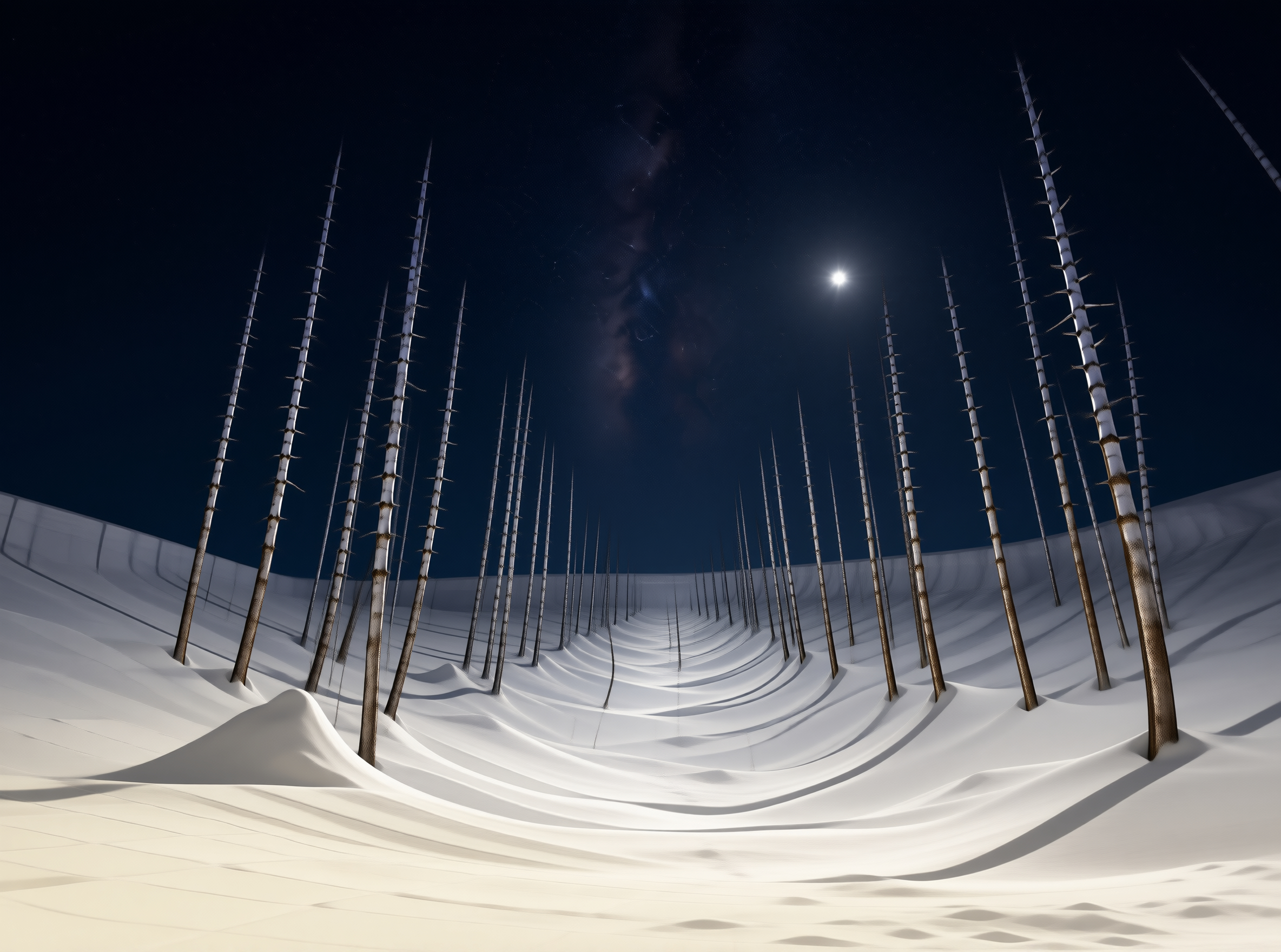 Surreal Spiky Desert Night