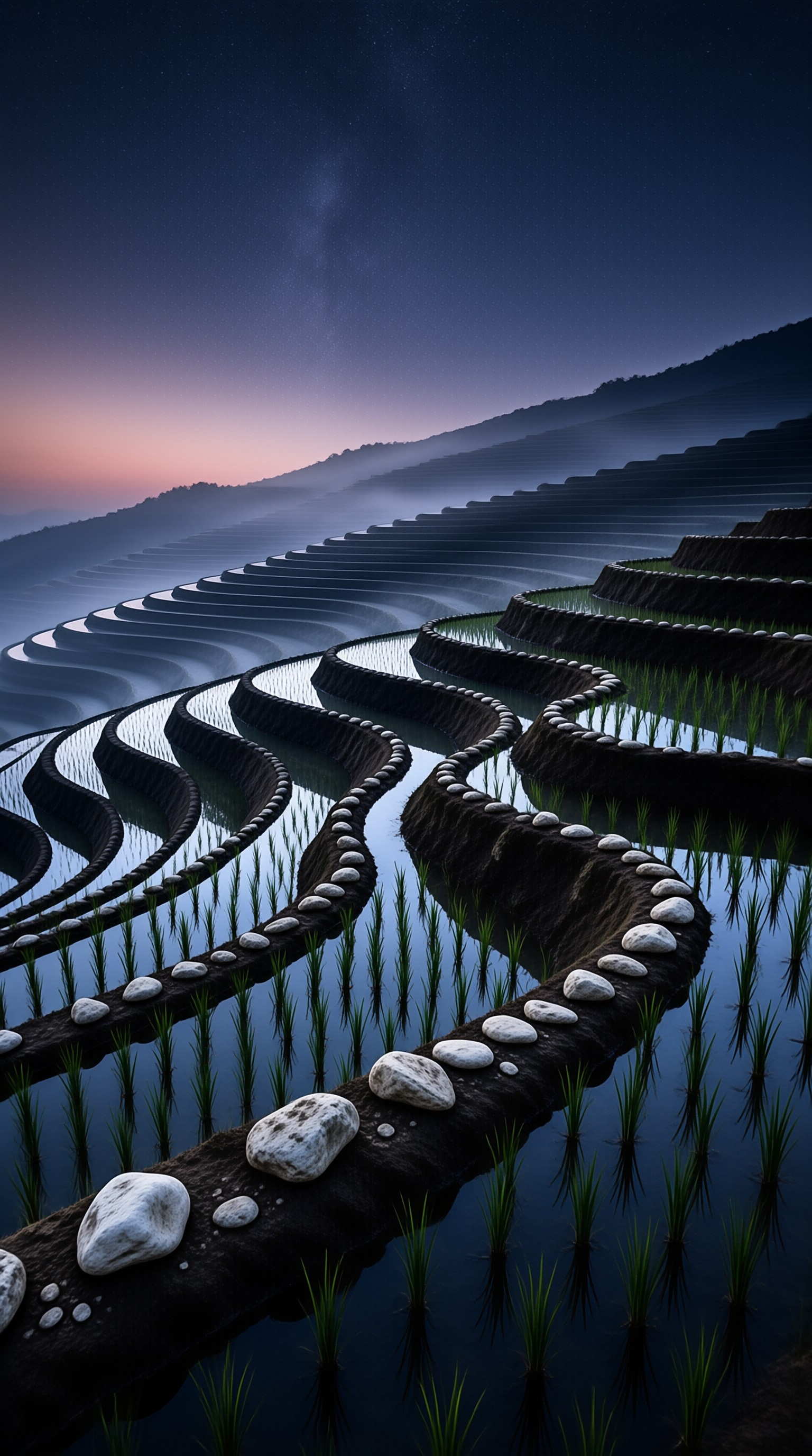 Terraced Fields at Dusk