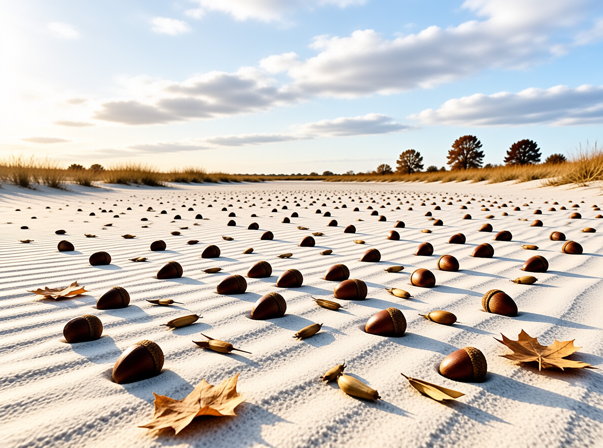Surreal Acorn Field on Sand