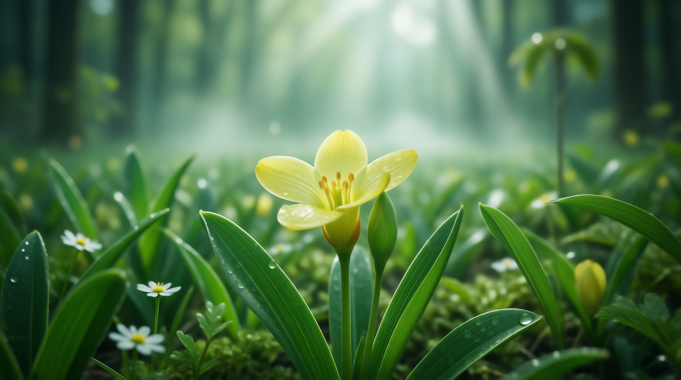 Dewy Yellow Forest Bloom