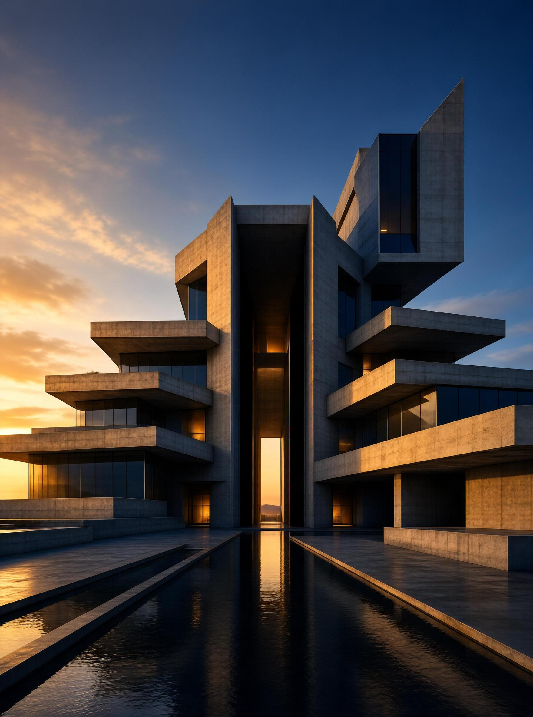 Modern Architecture at Sunset