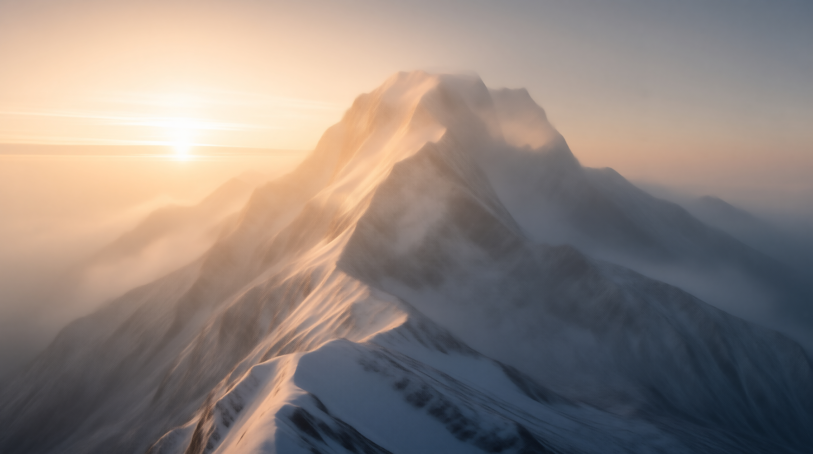 Golden Light on Snowy Peak