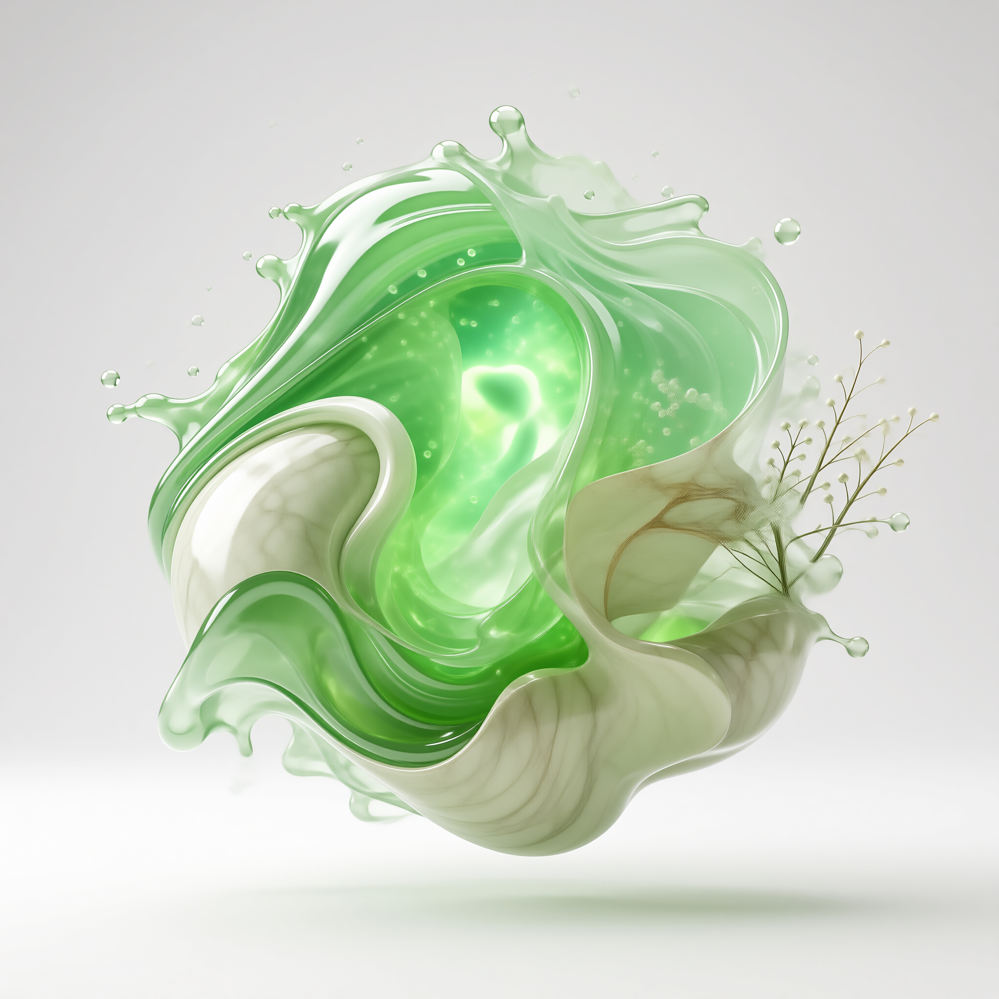 Abstract Green Liquid Form
