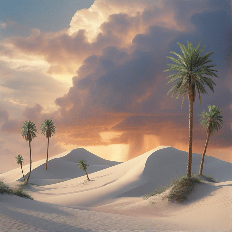 Desert Sunset with Palms