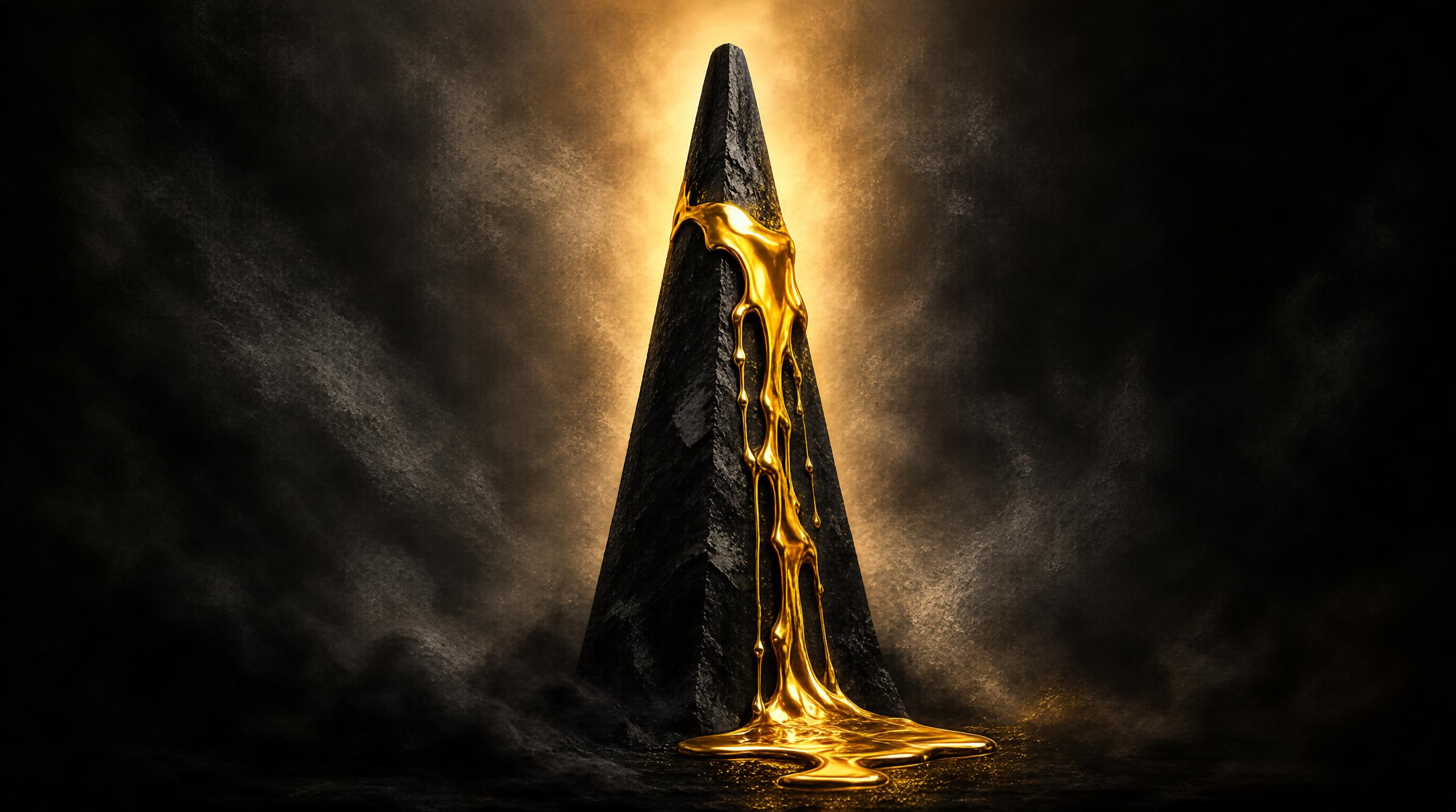 Molten Gold on Black Obelisk