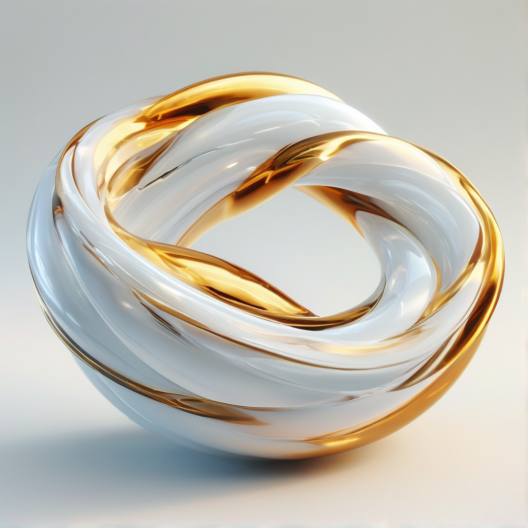 Swirling Gold and White Form