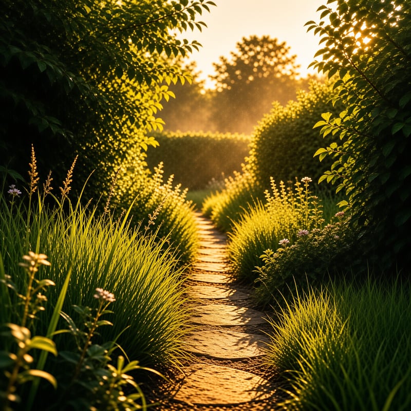 Sunlit Garden Stone Path