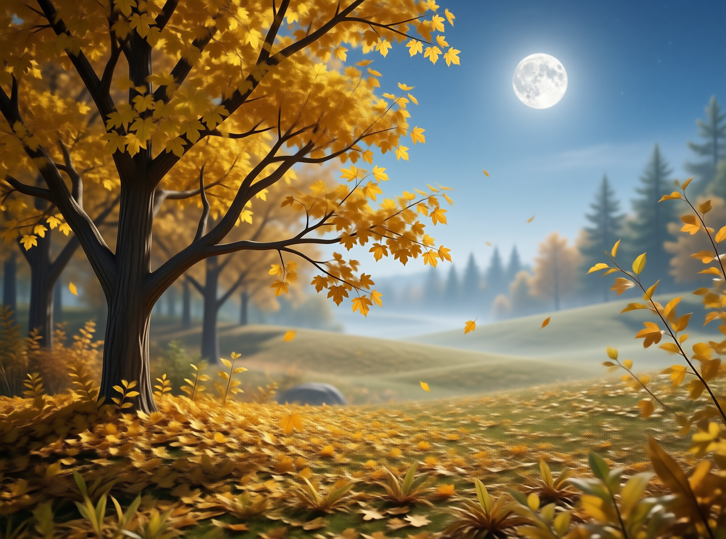 Golden Autumn Moonlight