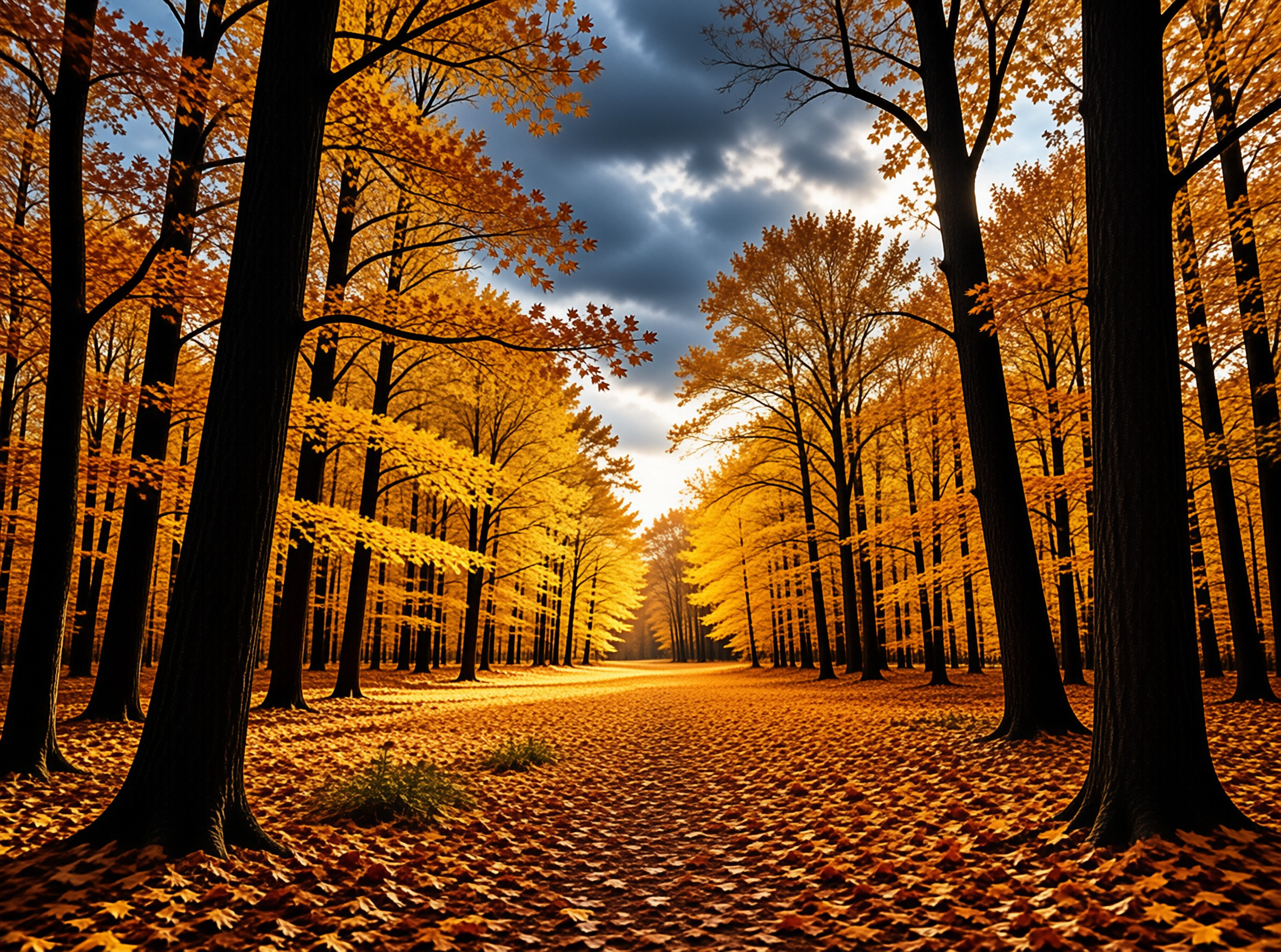 Golden Autumn Forest Path