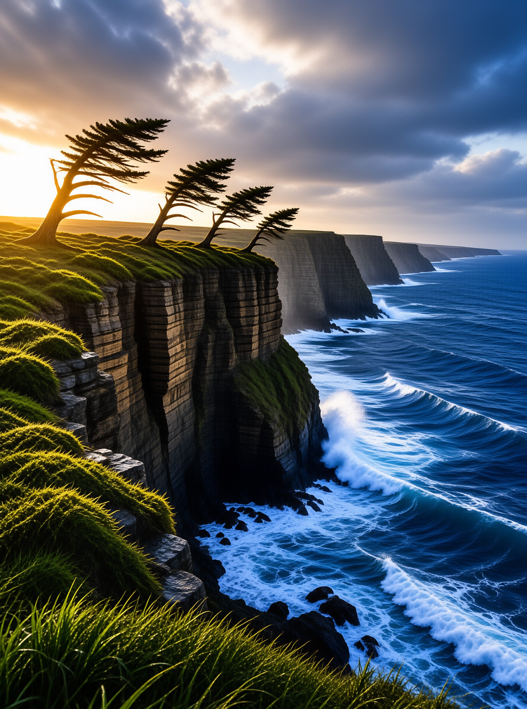 Cliffside Sunset by the Sea