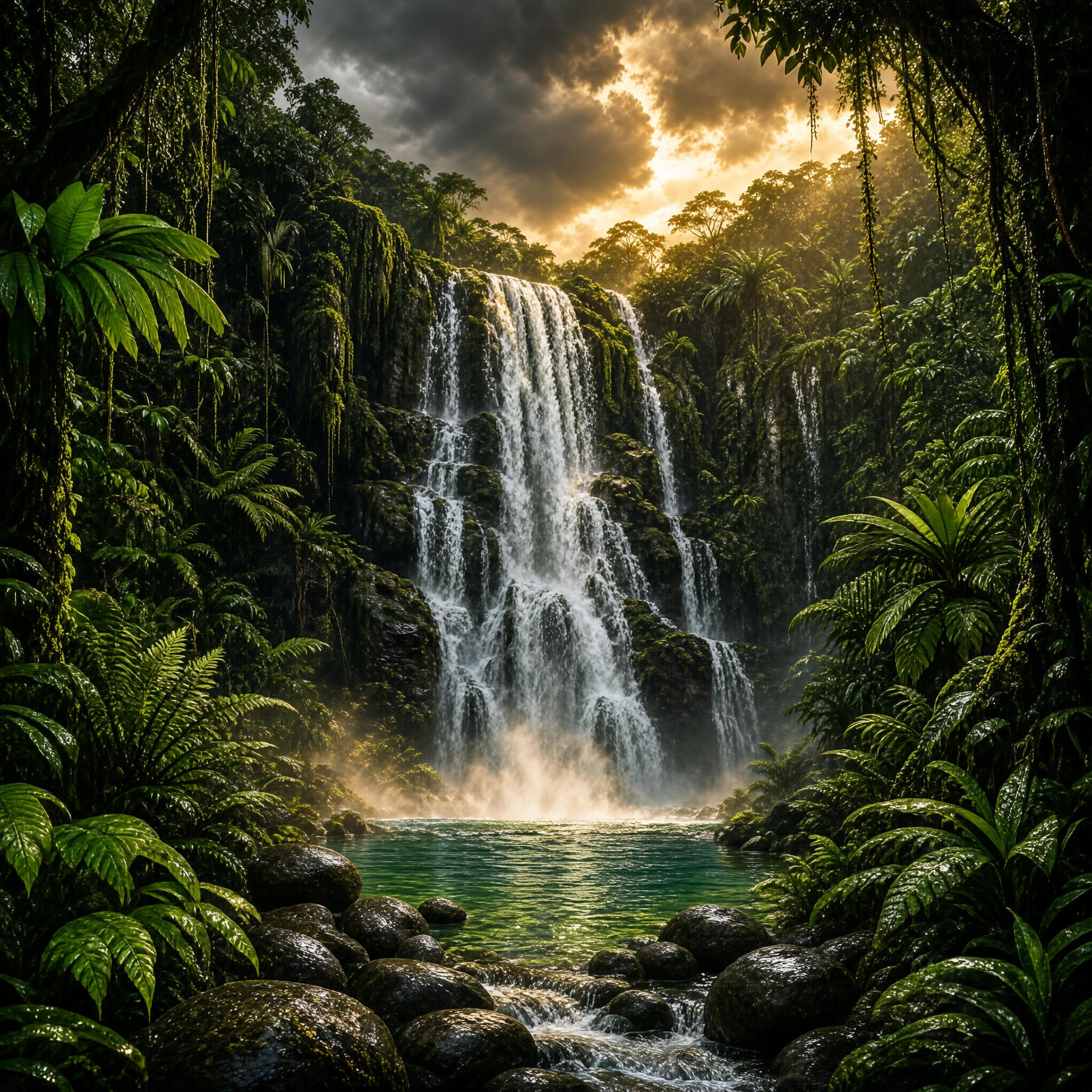 Tropical Jungle Waterfall