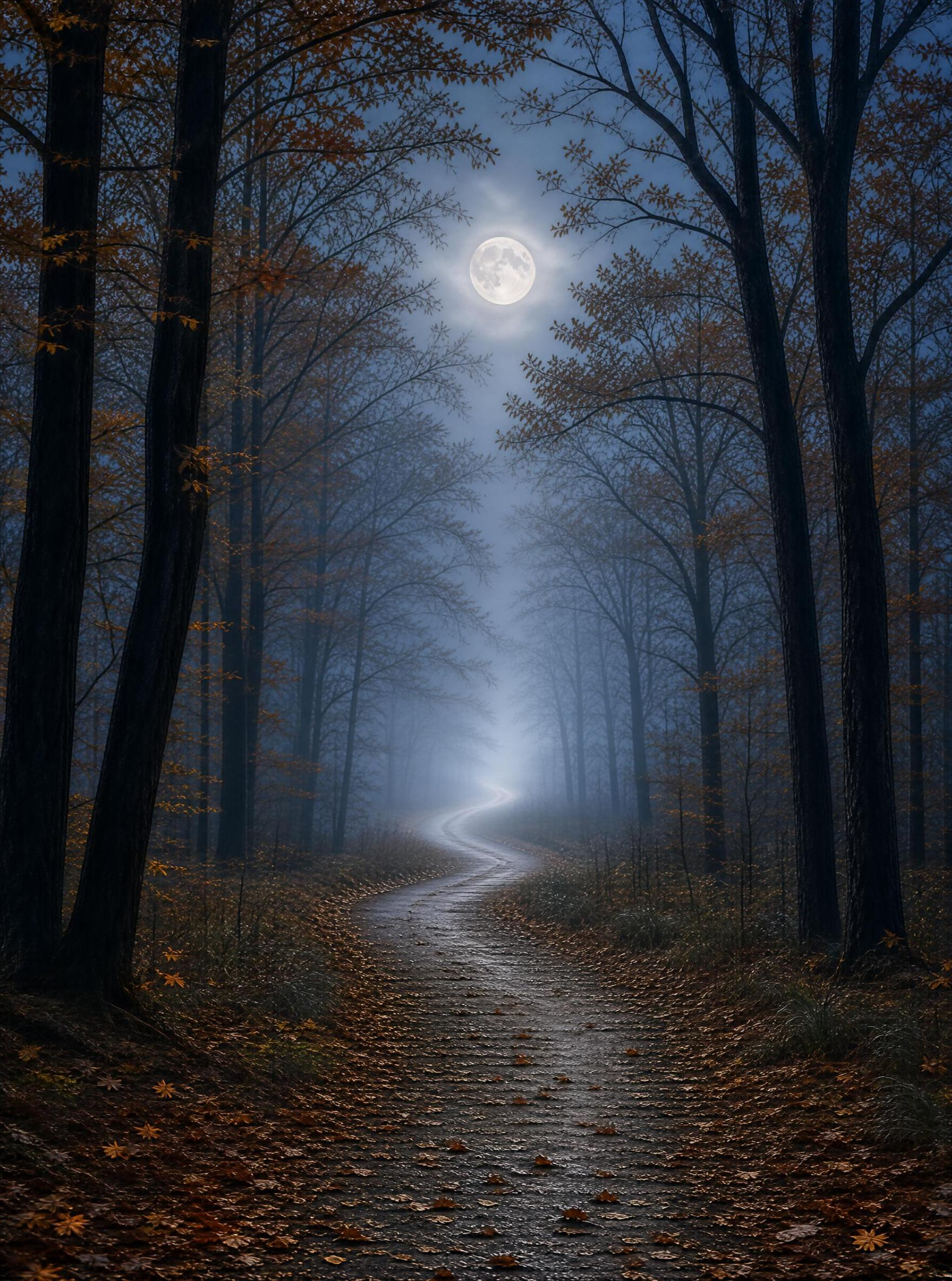Moonlit Forest Path