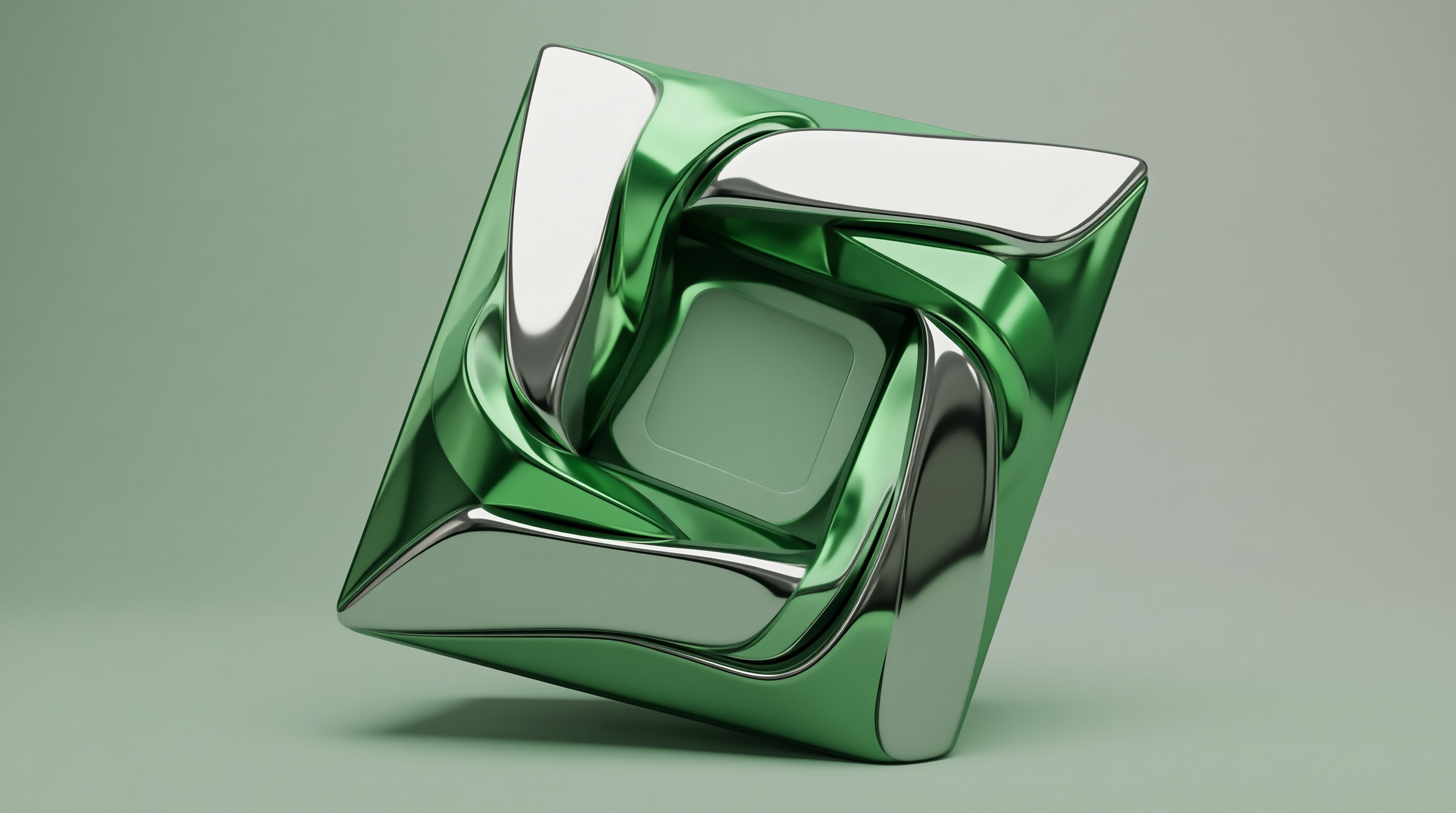Twisted Green Metallic Cube