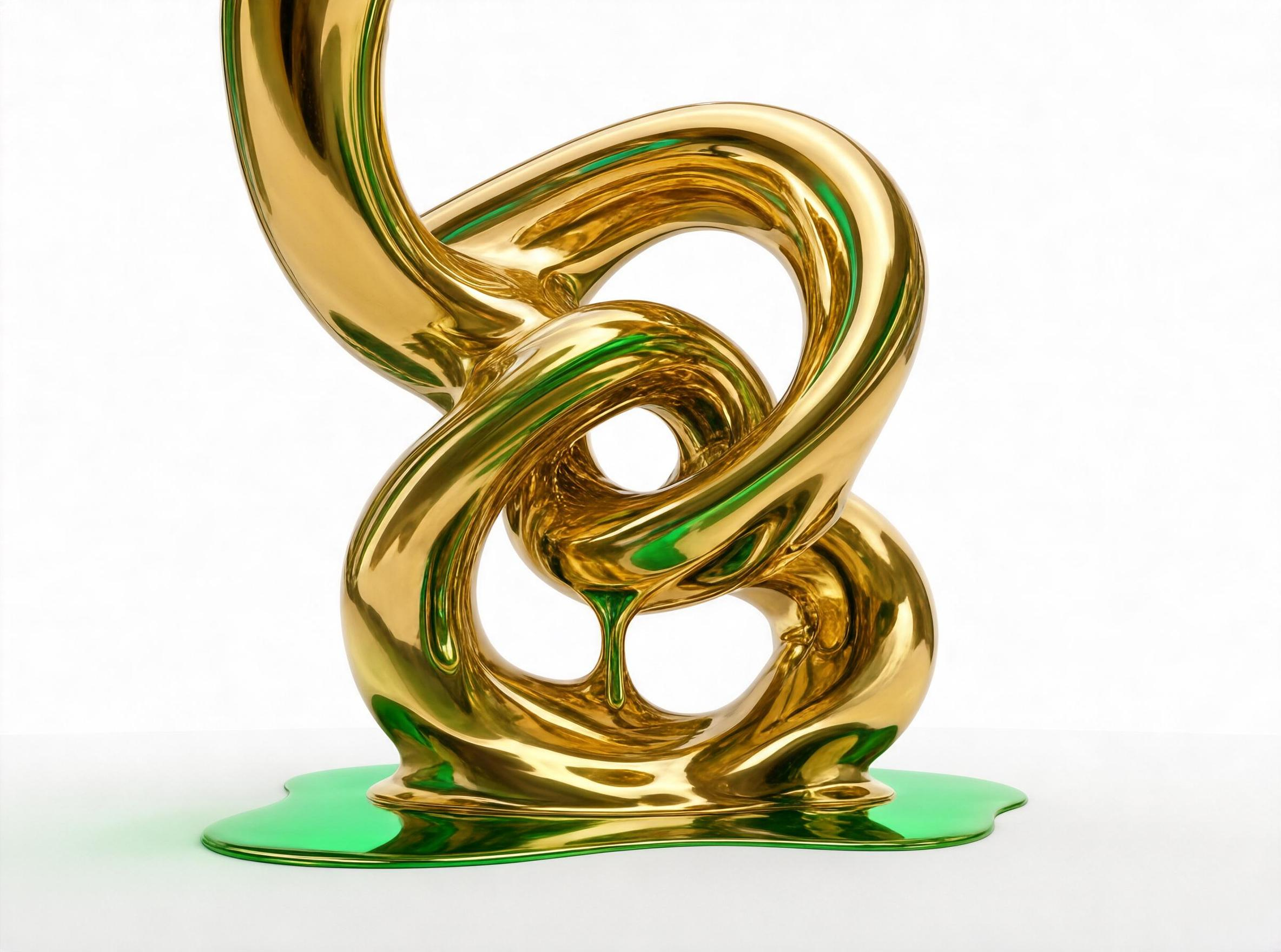 Abstract Gold Fluid Sculpture
