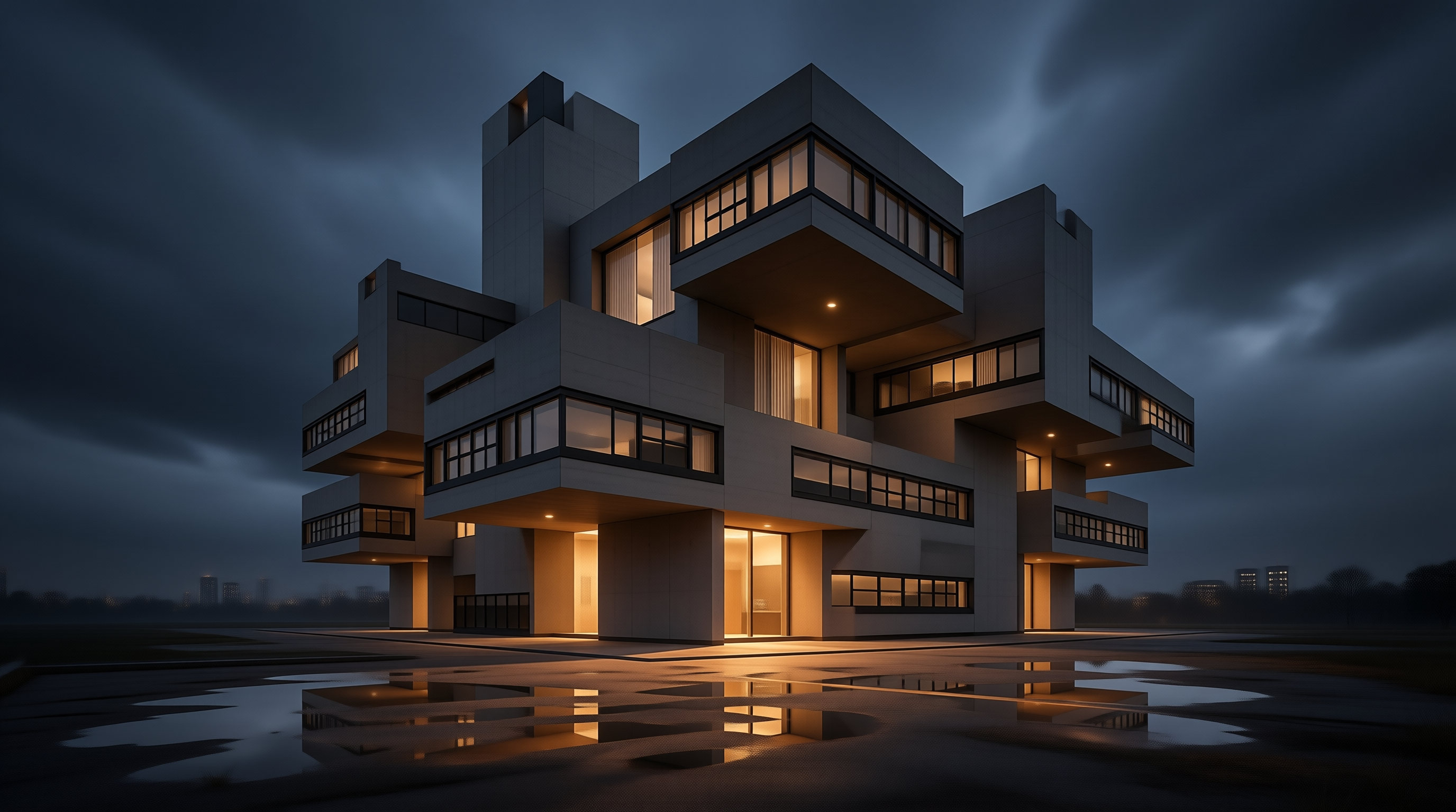 Modern Building at Night