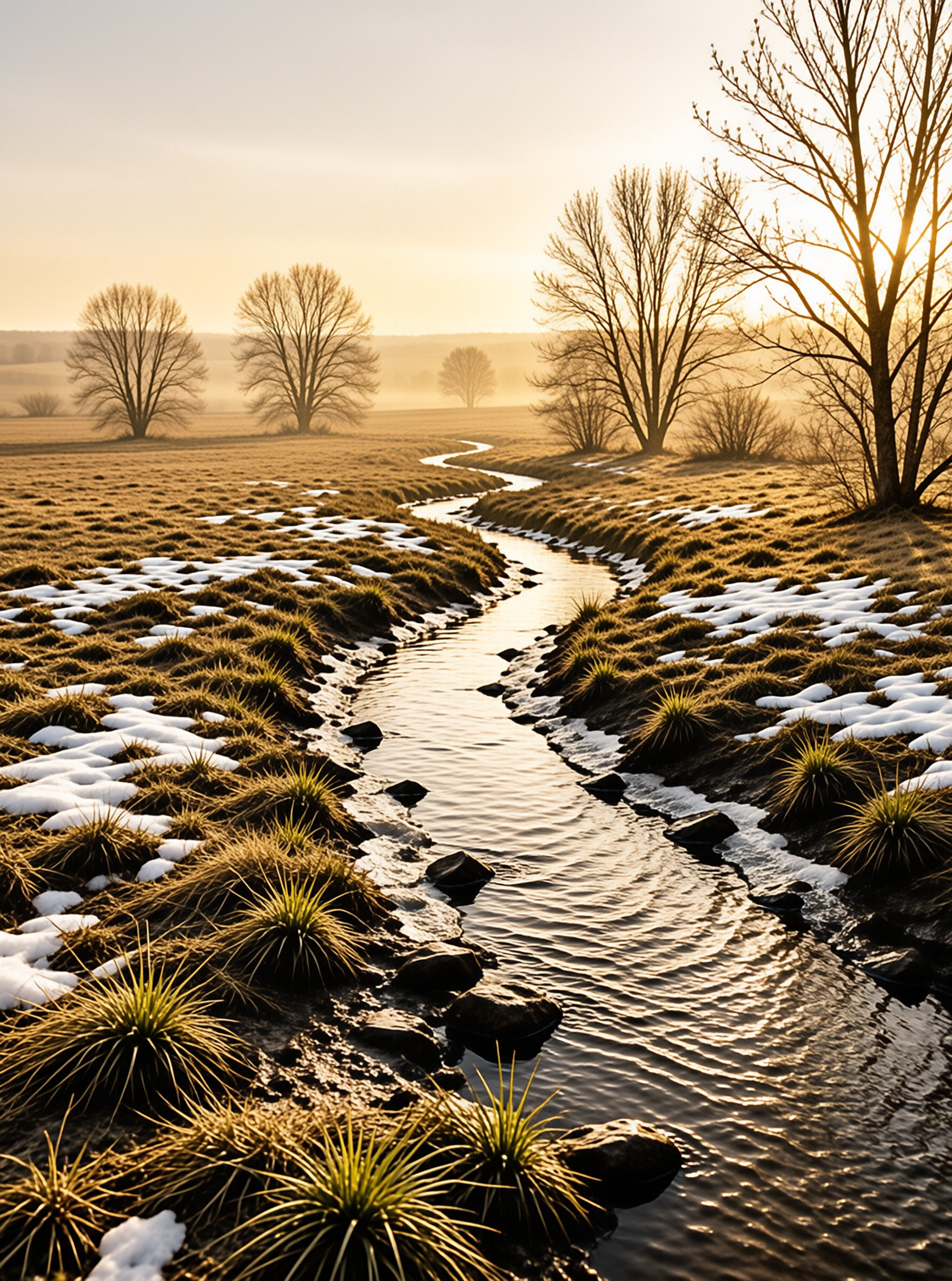 Winding Stream in Winter