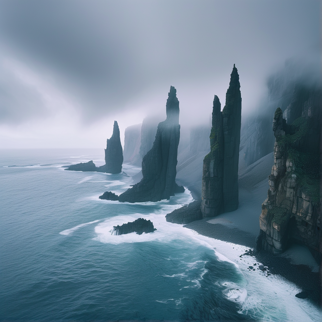 Misty Coastal Cliffs