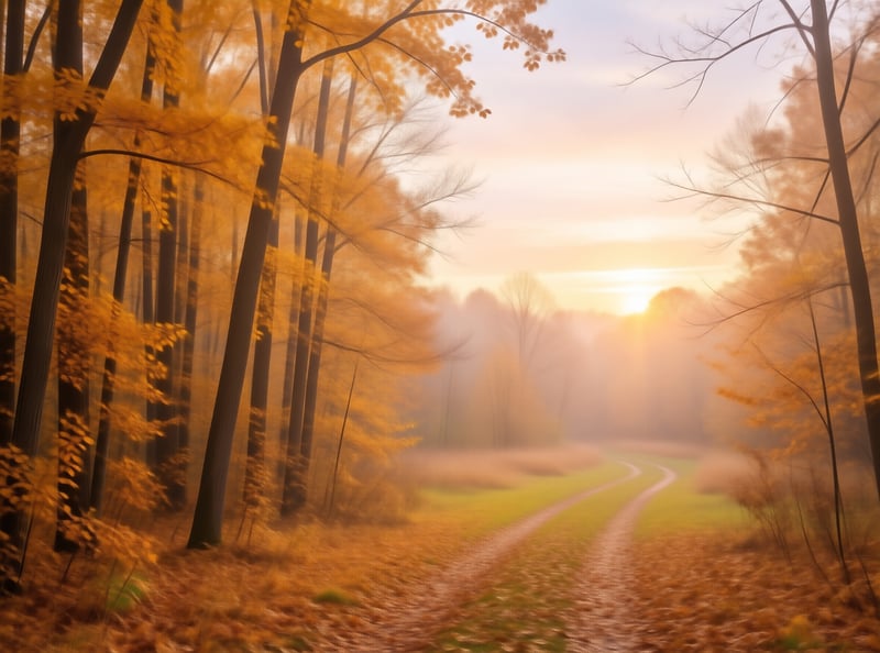 Golden Autumn Forest Path