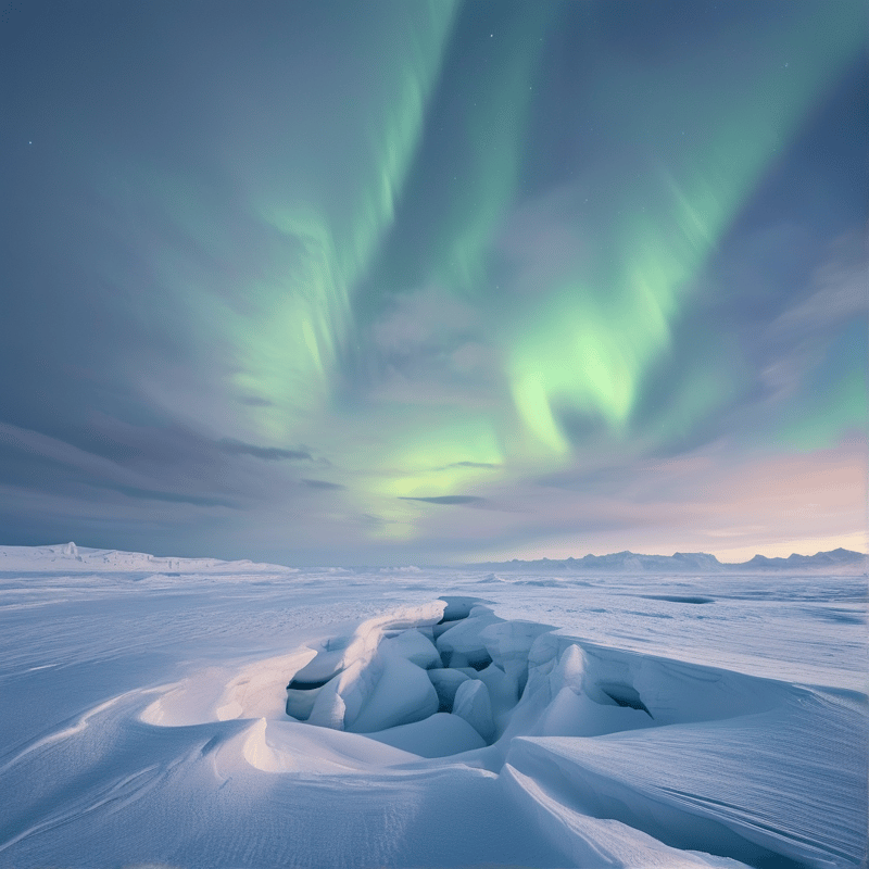 Aurora Borealis over Snow