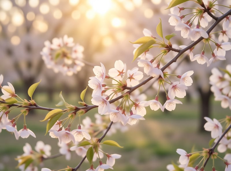 Cherry Blossoms in Sunlight