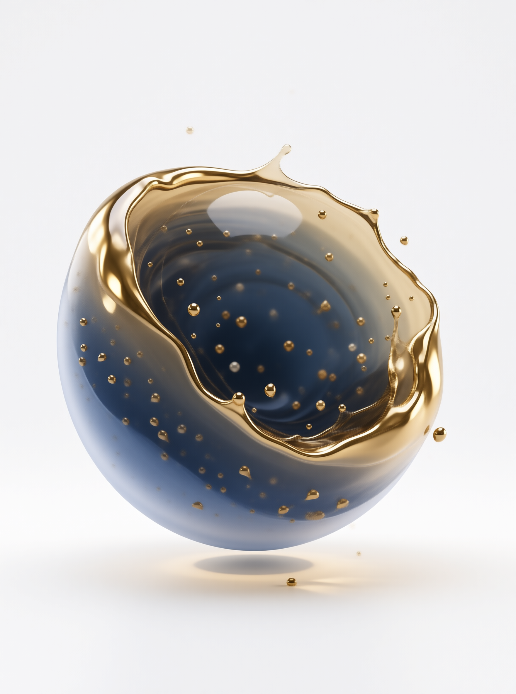 Golden Splash Glass Sphere