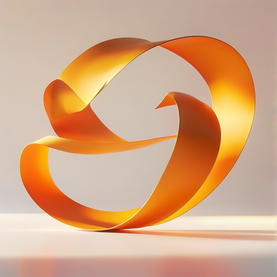 Abstract Orange Ribbon Sculpture
