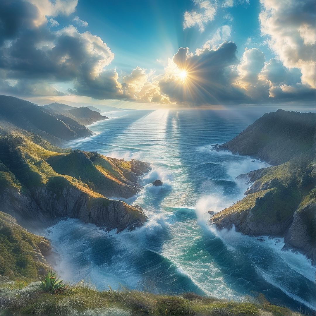 Sunlit Coastal Cliffs