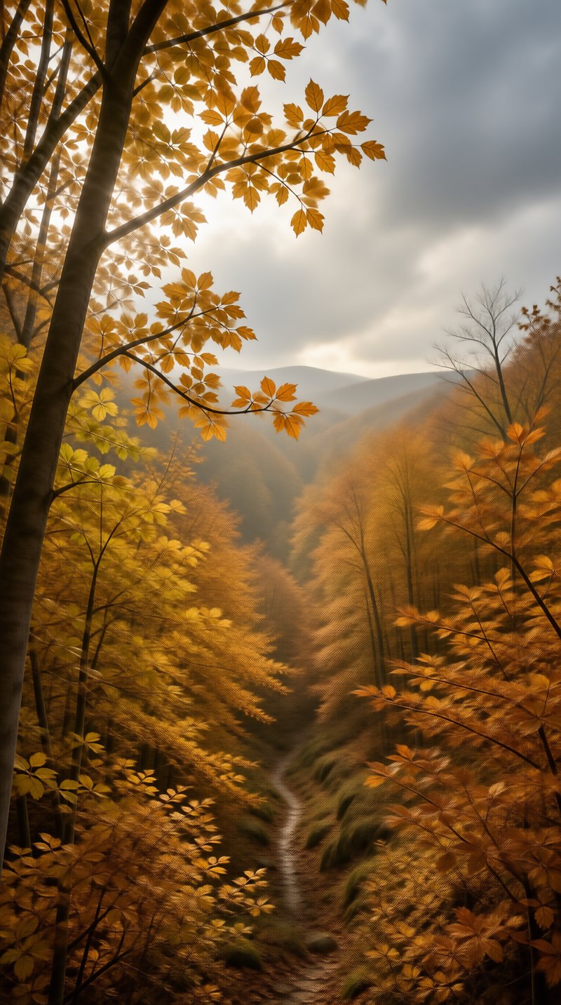 Golden Autumn Forest Path