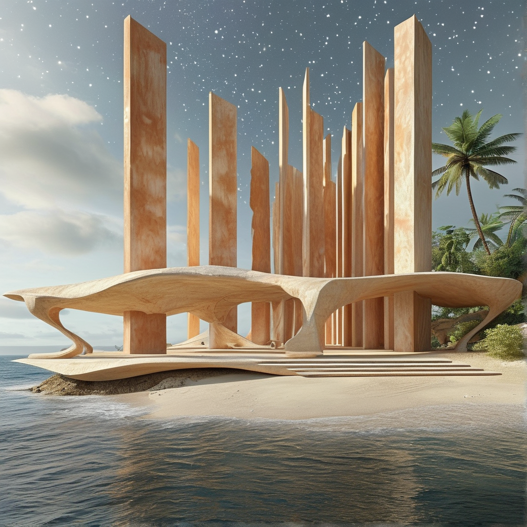 Modern Wooden Beach Pavilion