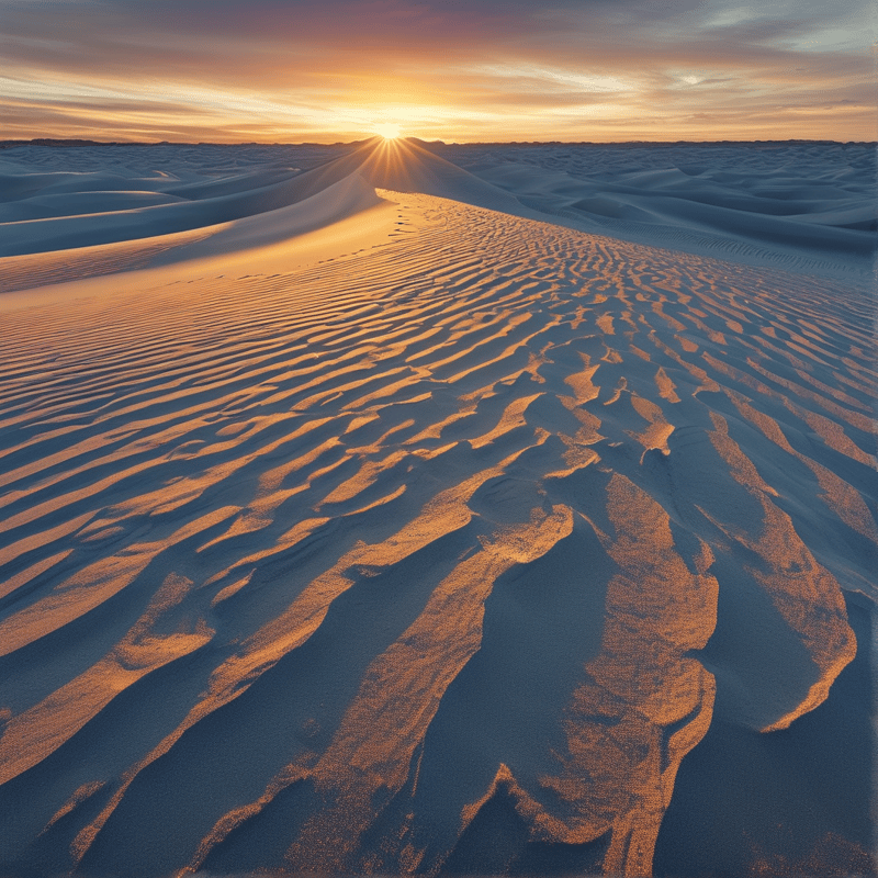 Desert Sunset with Sand Ripples