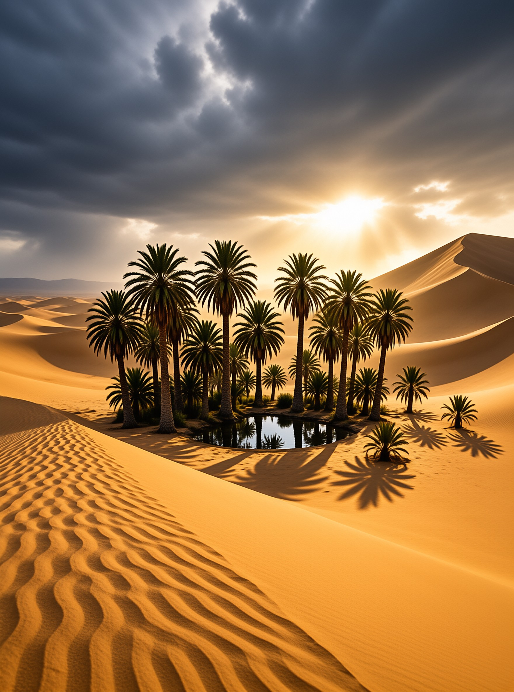 Desert Oasis at Sunset