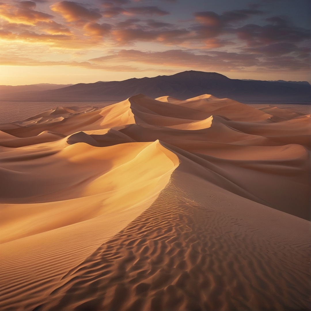 Sunset Over Desert Dunes