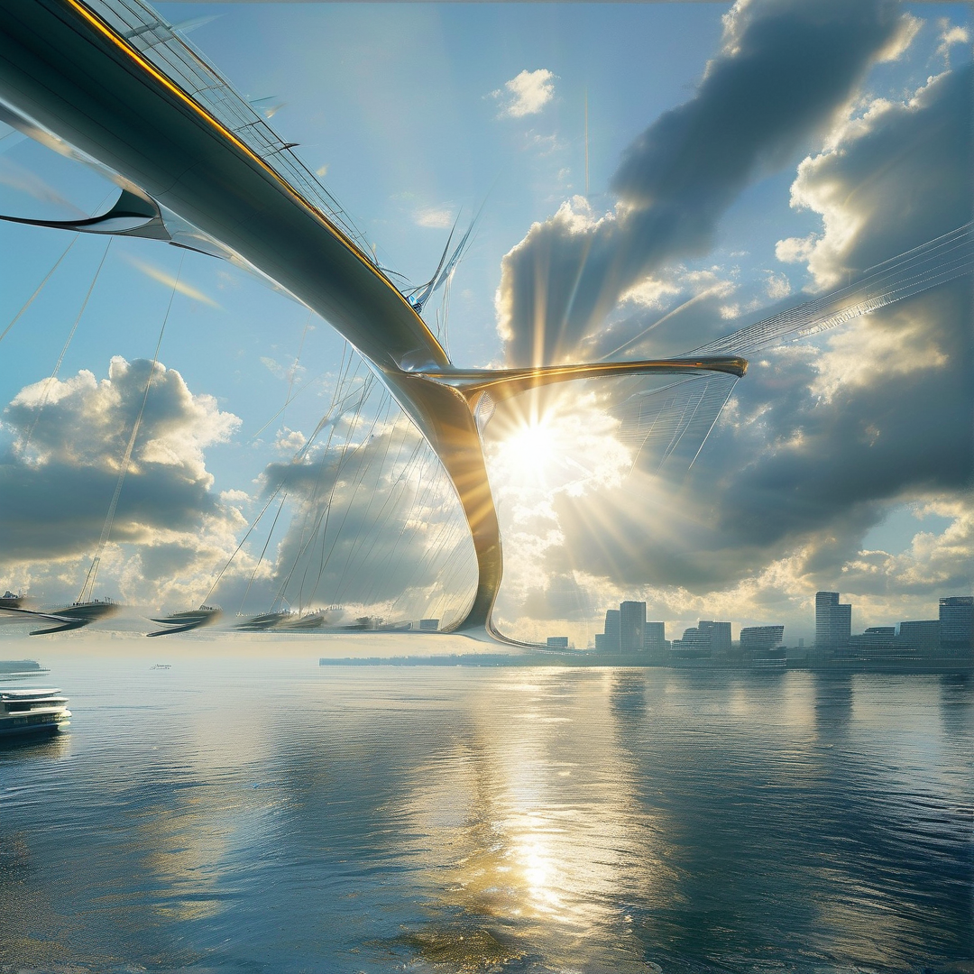 Futuristic Bridge Over Water