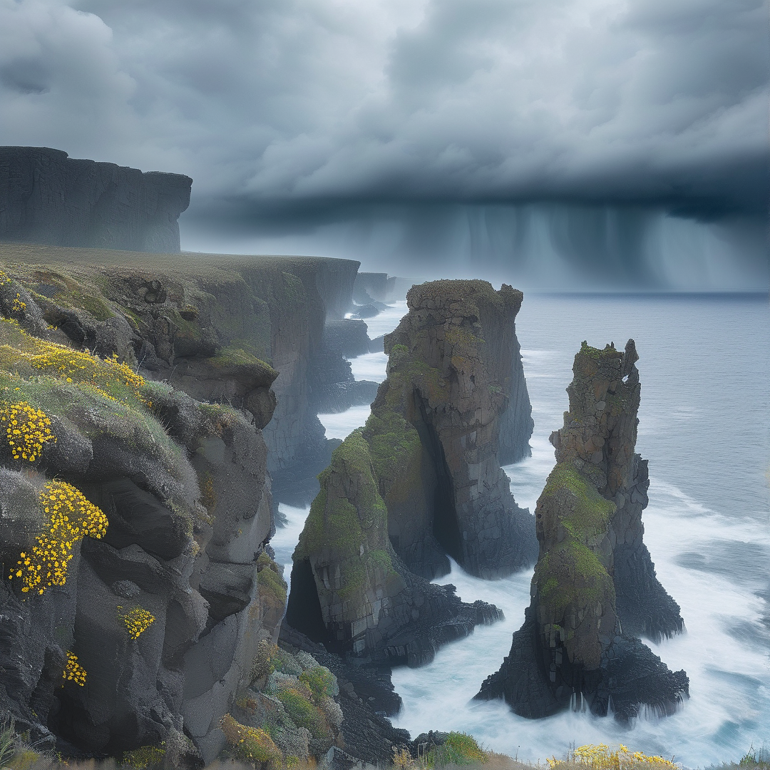 Stormy Sea Cliffs Landscape