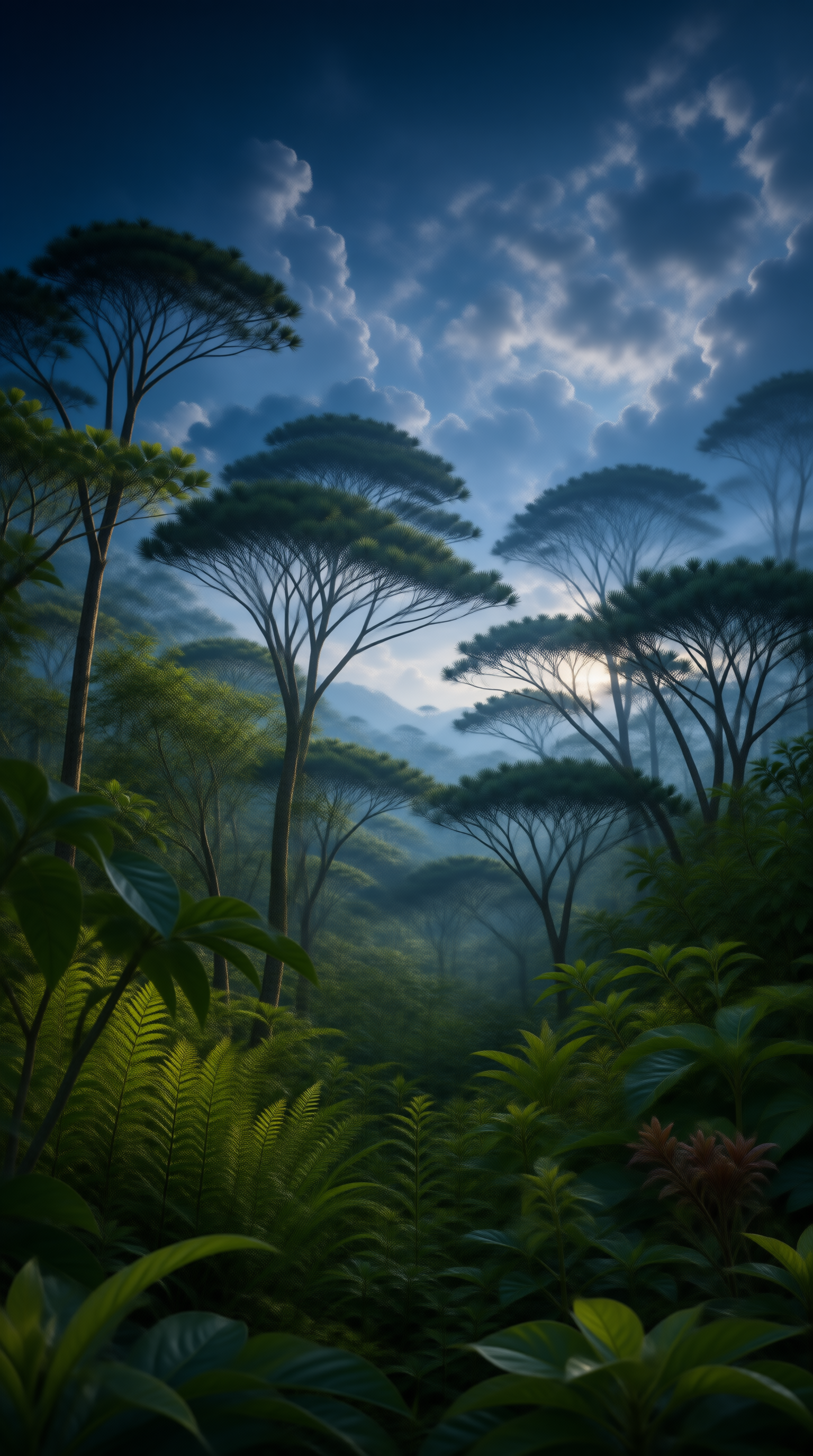 Misty Pine Forest Landscape