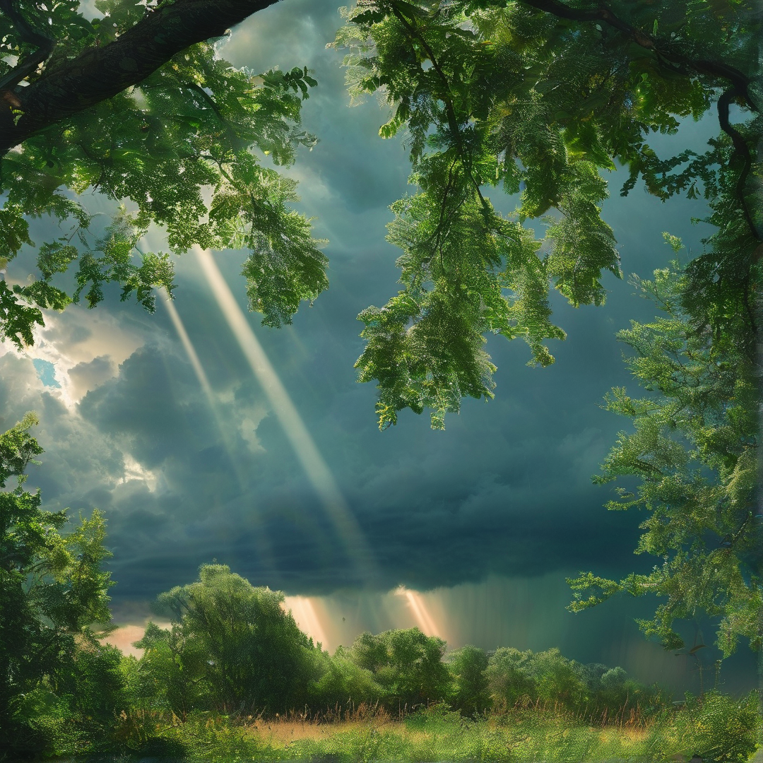 God Rays Through Forest Canopy
