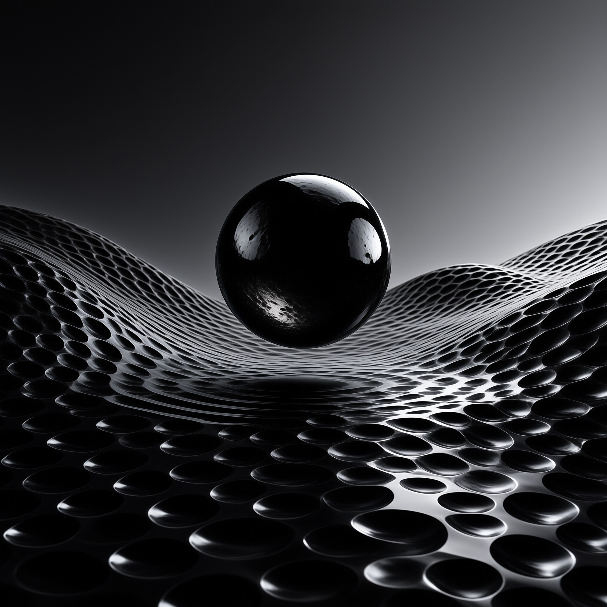 Black Sphere on Textured Grid