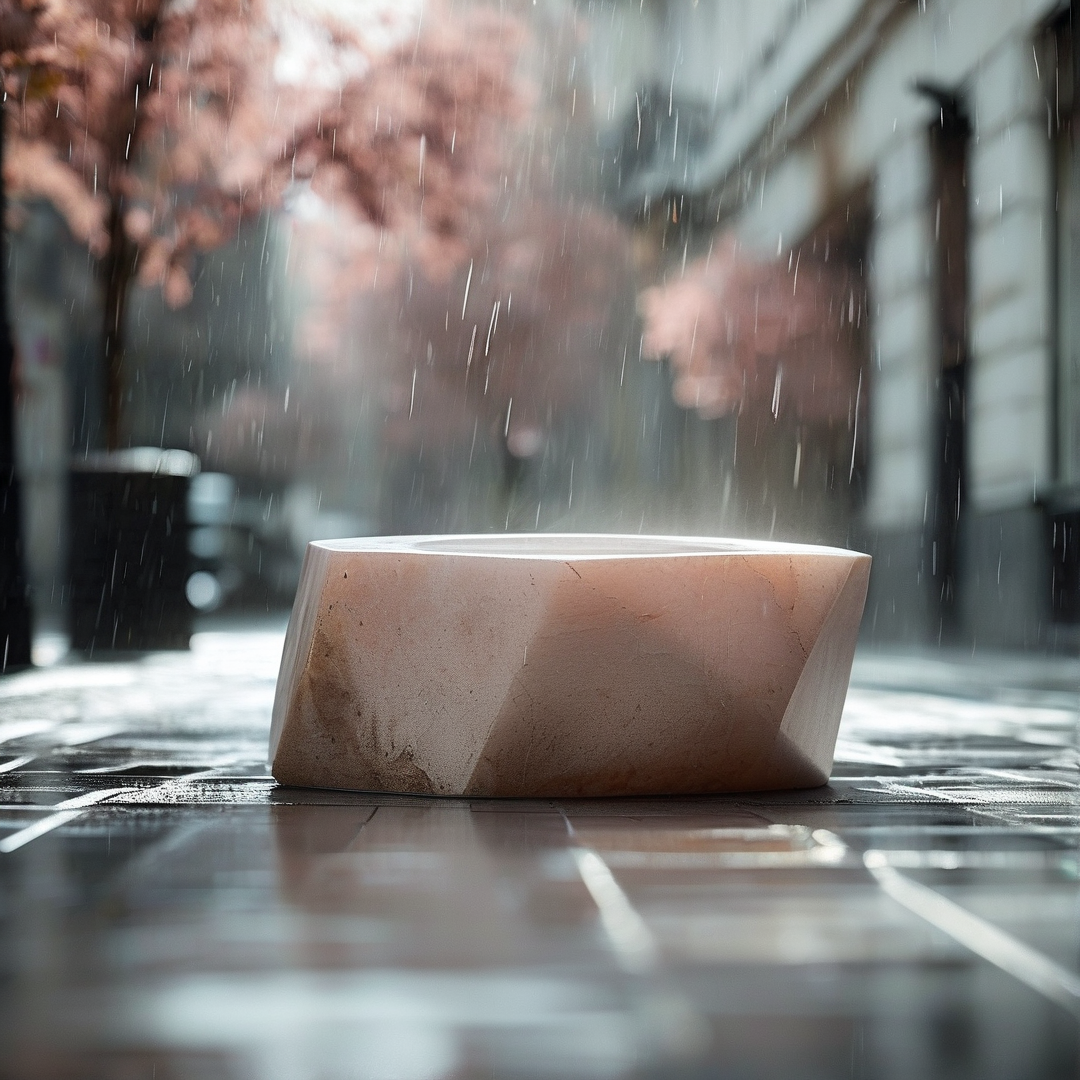 Marble Block in Rain