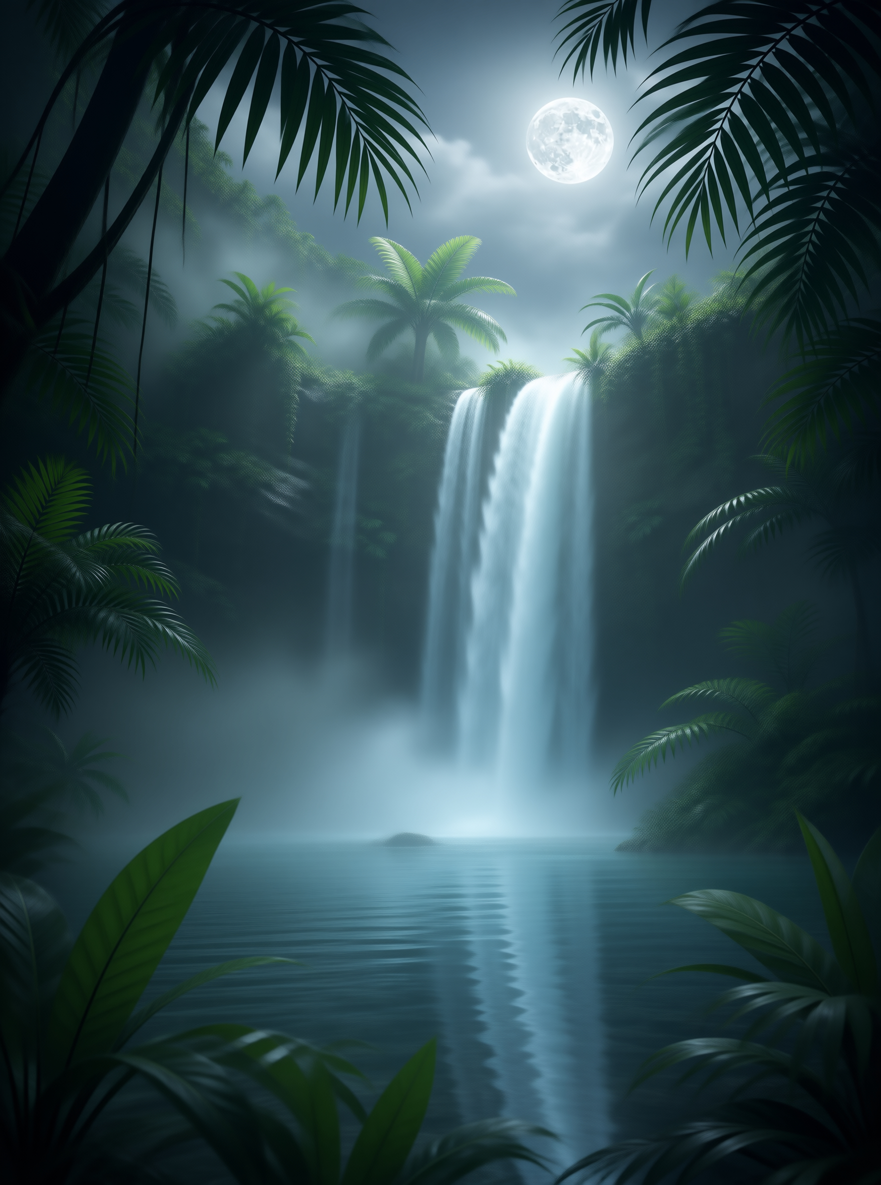 Night Jungle Waterfall
