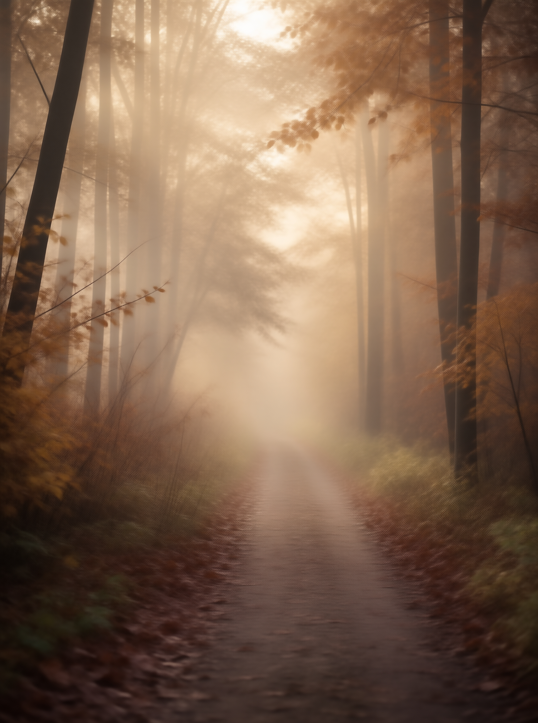 Sunlit Misty Forest Path