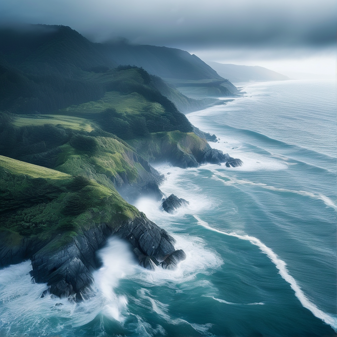 Misty Coastal Cliffs