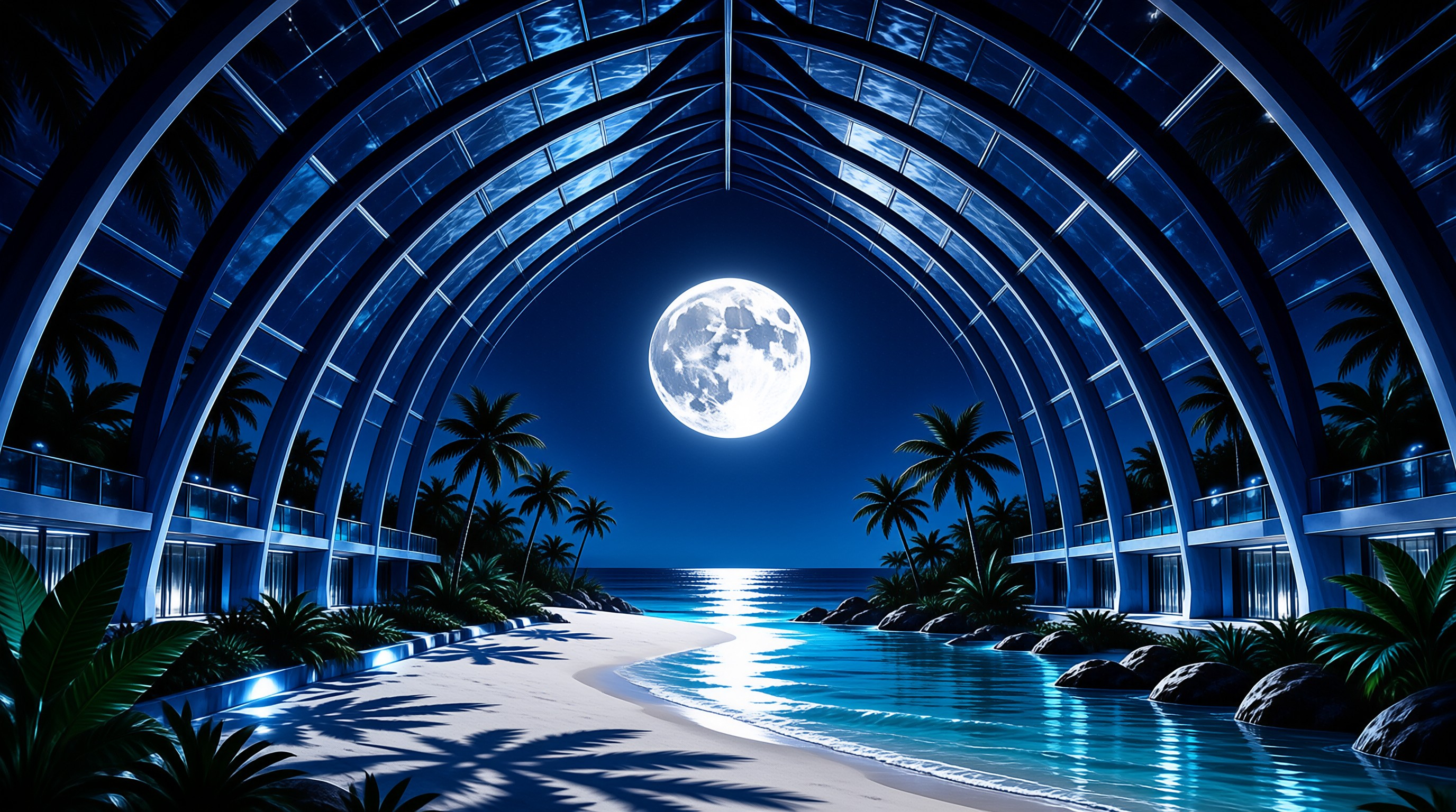 Moonlit Glass Pavilion