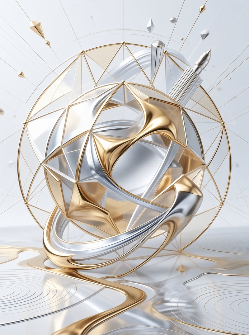 Abstract Gold and Silver Sculpture