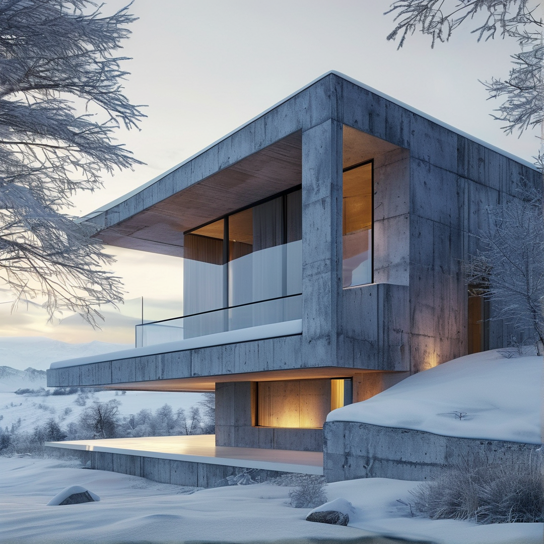 Modern Concrete Winter House