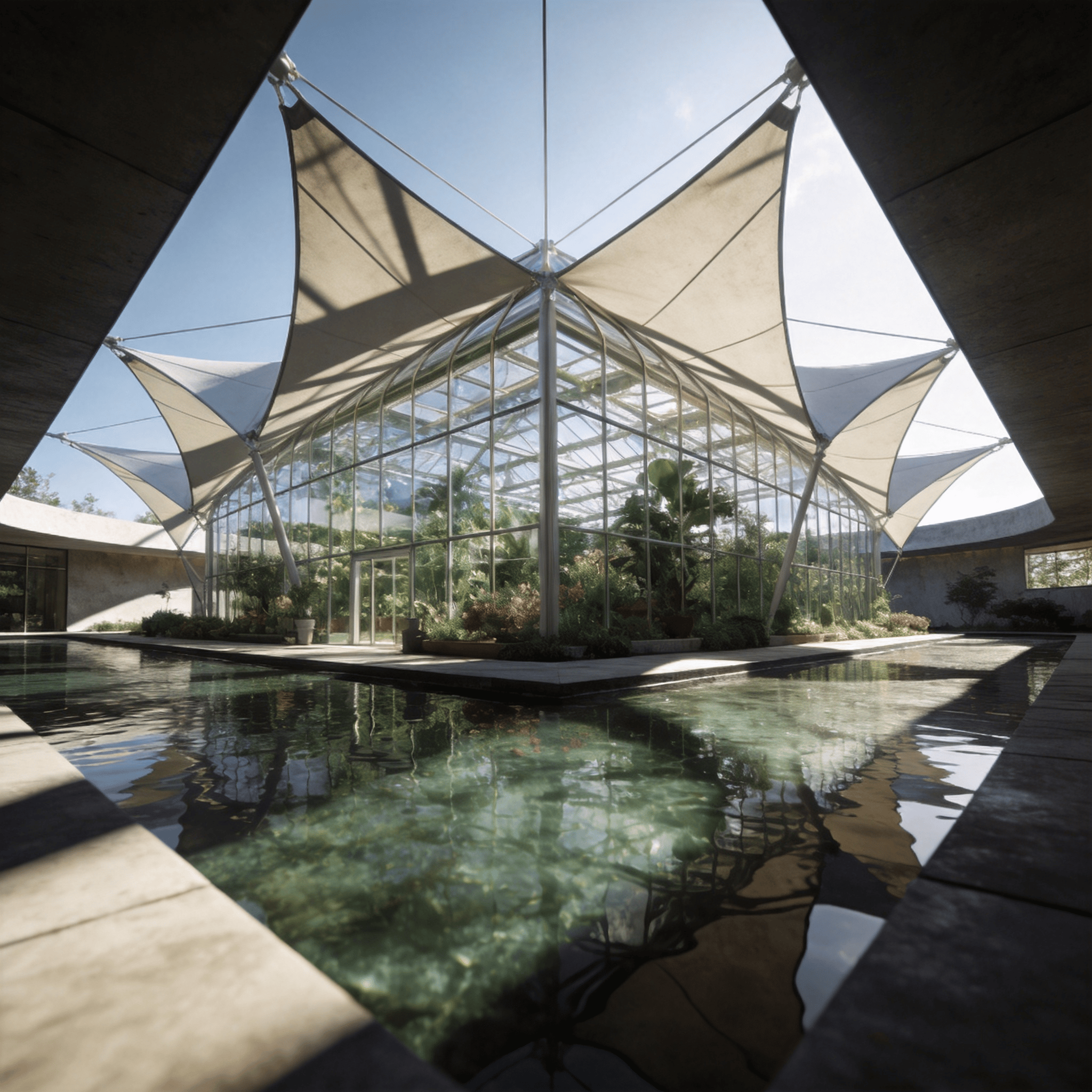 Greenhouse with Tensile Structure — Reflecting Pool
