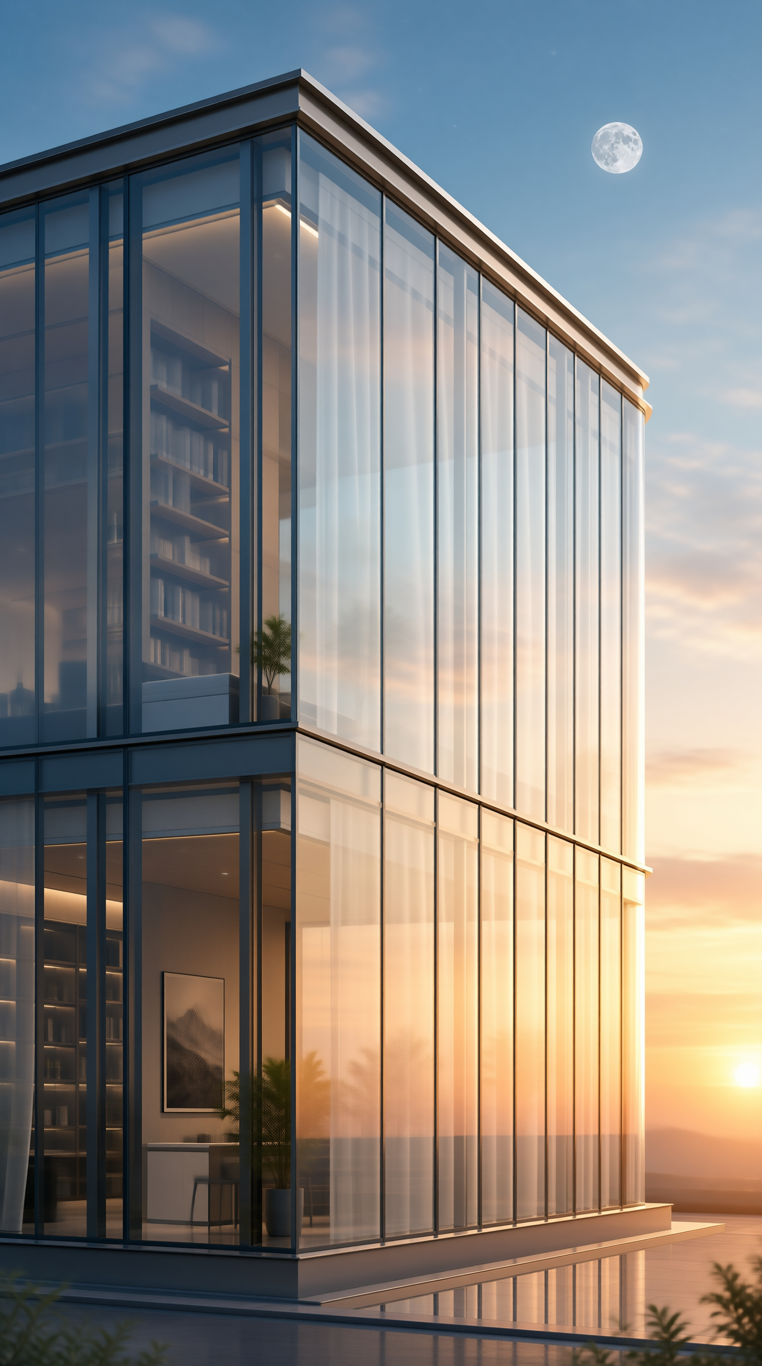 Glass Building at Sunset