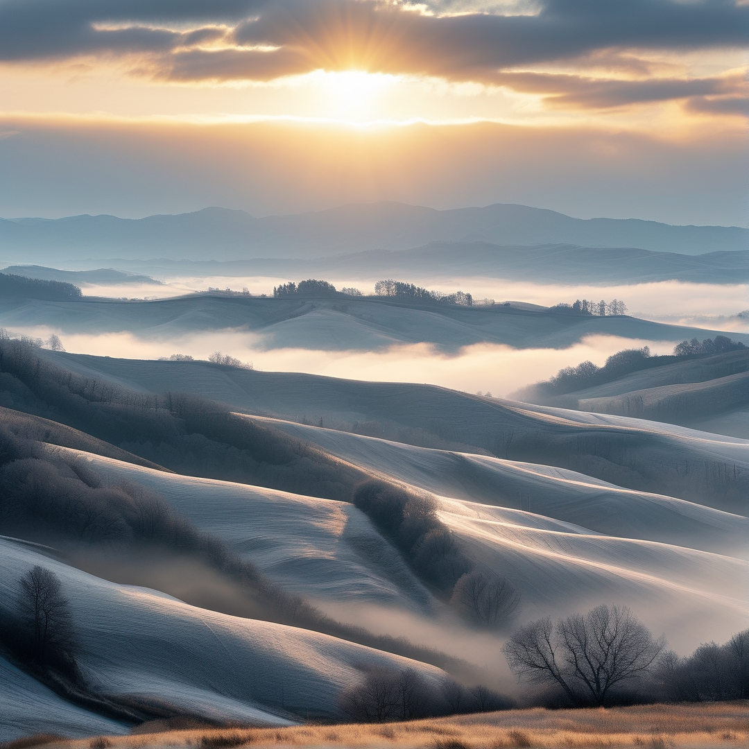 Snowy Hills at Sunrise