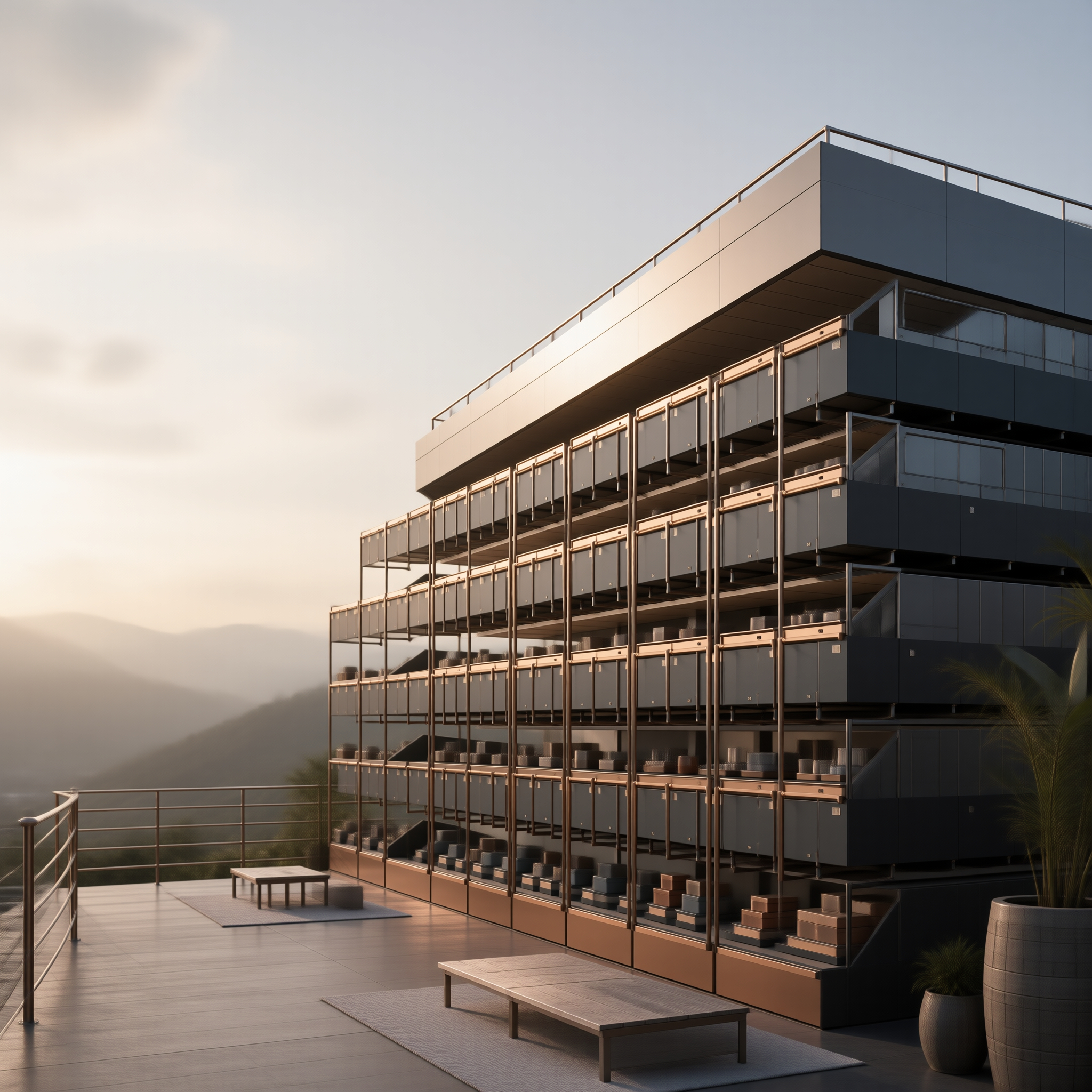 Modern Modular Building Sunlit Terrace