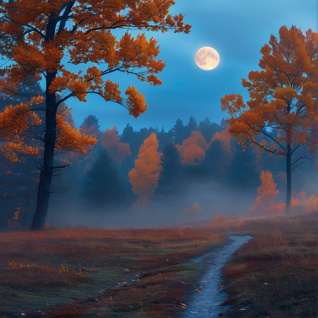 Autumn Moonlit Path