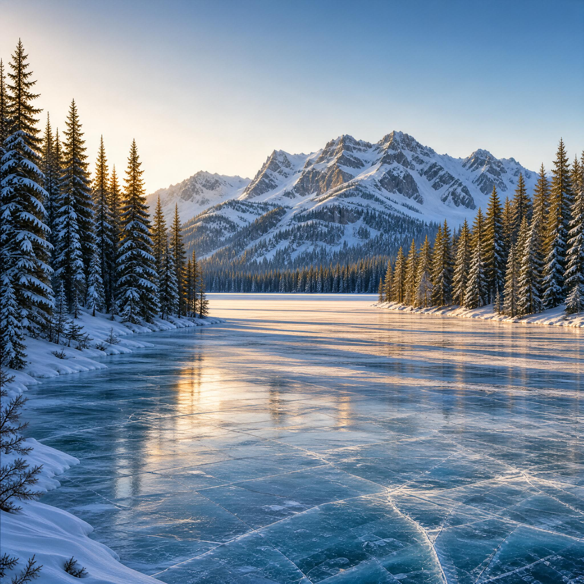 Frozen Lake Winter Landscape